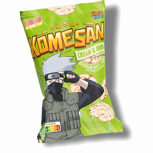 Chips Riz Brun Komesan Kakashi Saveur Creme Onion 60g Naruto - GATSU GATSU